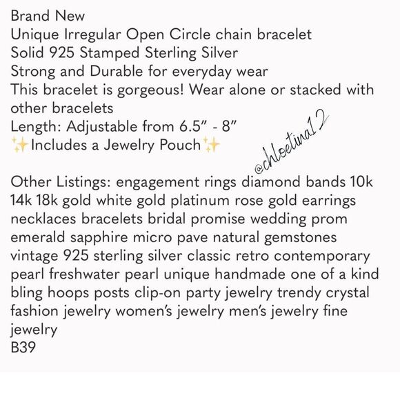 #26 NEW 925 Sterling Silver Unique Chain Bracelet - Picture 6 of 7